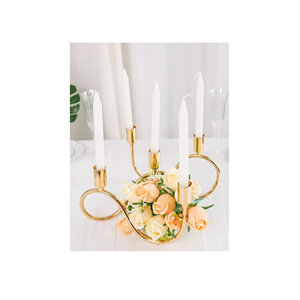 Soporte de luz de vela chapado en oro de 5 brazos de diseño moderno para decoración de fiesta de boda más precioso y lujoso para compradores - Product Image 1