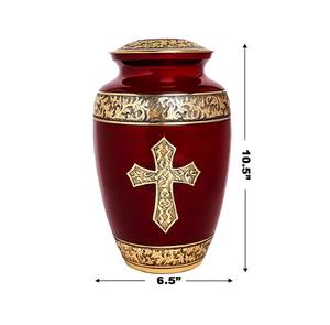 Urna de aluminio rojo de calidad superior para cenizas Diseño cruzado Cenizas de adultos de estilo americano de la mejor calidad - Product Image 1