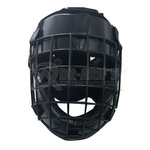 Genuine Leather Boxing Headgear, MMA, Kickboxing <b>Head</b> GuardMuay Thai Open Chin <b>Head</b> guard Martial Arts Sparring Helmet - Product Image 5