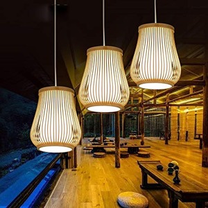 Natural Rustic Asian Bamboo <b>Wicker</b> Round Suspension Chandelier Lamp for Home Office Handicrafts - Product Image 4
