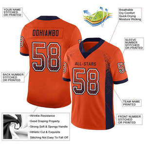 Maillot de football américain 100 % polyester de qualité supérieure, personnalisé, léger, respirant et anti-humidité pour adultes et universitaires - Product Image 2
