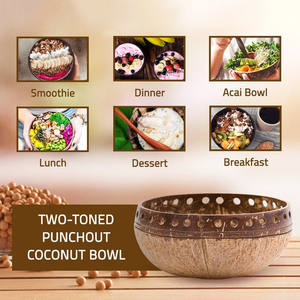 Tazón de coco punchout de dos tonos artesanales, uso natural sostenible para festivales especiales, producto único de Vietnam - Product Image 4