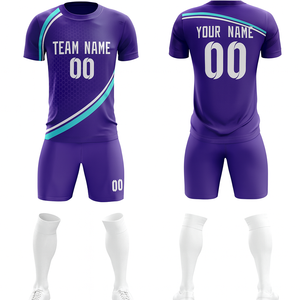 Maillots de football personnalisés pour hommes, vêtements de football respirants, impression numérique, tissu jacquard, ensembles complets de tenues de football pour jeunes - Product Image 1