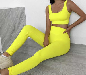 M & F ชุดโยคะแขนยาวสำหรับผู้หญิงเลกกิ้งและเสื้อแห้งเร็วเอวกลางสีทึบระบายอากาศได้ดี - Product Image 5