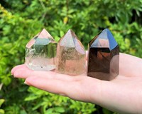 Tour de cristal de quartz fumé naturel de qualité supérieure, gravée, pour le Feng Shui, obélisque, pilier, décoration intérieure, cadeau, cristaux artisanaux