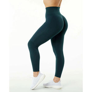 Leggings respirants taille haute pour femmes couleur unie entraînement Yoga Fitness collants Style décontracté pantalons de sport en gros - Product Image 3