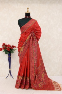 Elegante y Sofisticado Sari de Seda para Mujer, Estilo Bollywood Indio - Recién Lanzado, Exclusivo, Último Modelo en Stock, Hecho en India, Sin Muestra - Product Image 4