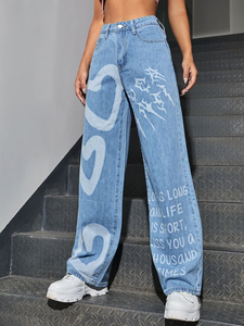 Pantalones vaqueros personalizados de talla grande para mujer 100% vaqueros modernos de alta calidad con diseño liso - Product Image 2