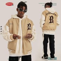 Nouvelle Mode Hip Hop Américain Rétro Industrie Lourde Style PU Brodé Baseball Uniforme Hommes Veste