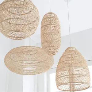 Abajur de rattan para decoração de casa e hotel, luminária de estilo moderno vietnamita, abajur de bambu para decoração de casas, lustre de bambu