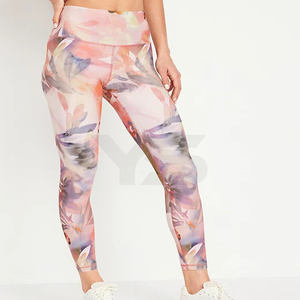 Venta caliente de las mujeres de tiro medio Spandex Crossover elástico Yoga Leggings sólido sublimación impresa para deportes gimnasio Fitness entrenamiento - Product Image 1