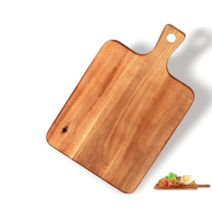 Tabla de cortar de madera de acacia con mango simple pulido, diseño rectangular crudo para uso en cocina y restaurante - Product Image 6