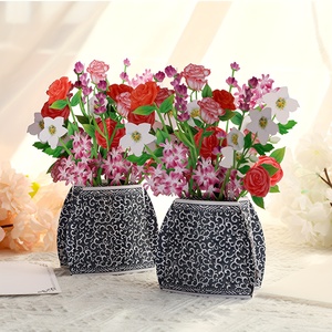 Papier Fleur Anniversaire Pop Up Cartes Élégant Bleu Et Blanc Porcelaine Floral 3D <span class=keywords><strong>Carte</strong></span> Message <span class=keywords><strong>Carte</strong></span> Et Enveloppe - Product Image 3
