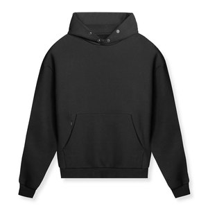 Sweat-shirt à capuche en polaire blanc et noir avec logo personnalisé, avec poche kangourou et bouton pression, dernière conception sur mesure, 100% - Product Image 5