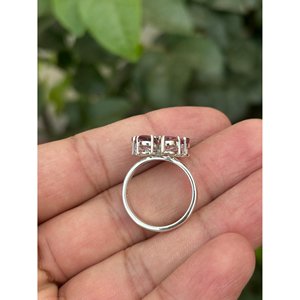 <b>925</b> <b>Silver</b> Pink Tourmaline Floral <b>Ring</b> Trendy Inlay <b>with</b> Rose Gold Rhodium Plating Licensed Private Brands Gift for Occasions - Product Image 6