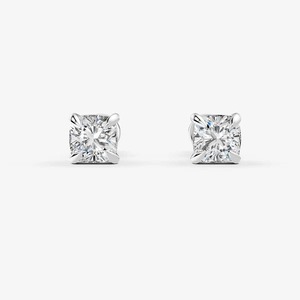 Boucles d'oreilles solitaires classiques sculpturales en or massif 14K avec diamants de laboratoire taille coussin 0,60 carat EF-VVS2, produit en gros - Product Image 3