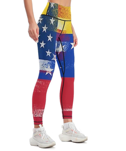 U.S.A Venezuela Flag Women's <b>High</b> <b>Waist</b> Yoga Pants <b>Tummy</b> <b>Control</b> <b>Leggings</b> Workout Running - Product Image 3