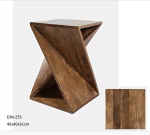 Mesa Auxiliar Estilo Rústico con Diseño Trenzado, Pedestal de Madera Maciza para Sala de Estar, Dormitorio u Oficina - Product Image 5