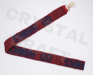 Tiza de roca personalizada oro blanco semilla cuenta bolsa correas 'Hook Em Horns' accesorio de moda correa de monedero con cuentas - Product Image 6