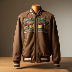 Veste universitaire brodée en chenille pour hommes vestes à manches en cuir de mouton hommes hiver patchs de broderie personnalisés veste universitaire pour hommes - Product Image 3