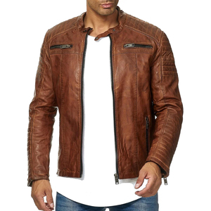 2024 Latest Design Fashion Wear Full Sleeve Leather Jackets Top Quality Casual <b>Zipper</b> Plain Color Men Leather Jacket <b>for</b> <b>Sale</b> - Product Image 1
