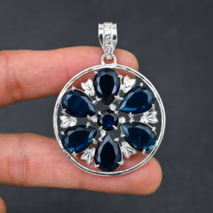 Designer Lab Créé Londres Topaze Bleue Pendentif en Pierre Précieuse Plaqué Argent 925 Bijoux Faits à la Main Cadeau Parfait - Product Image 5