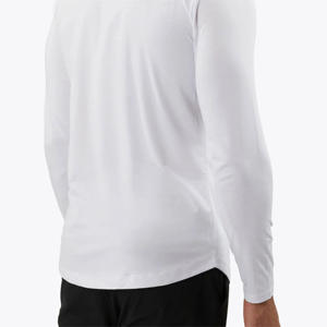Custom Logo <b>White</b> Henley <b>Shirt</b> Buttery Soft, Signature Fit, <b>Long</b> <b>Sleeves</b>, Curve Hem 62% Polyester, 33% Cotton, 5% Spandex - Product Image 6