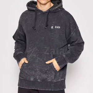 Servicio OEM al por mayor de los hombres de lavado ácido sudaderas con capucha 100% algodón invierno Casual ligero transpirable ecológico personalizable - Product Image 1