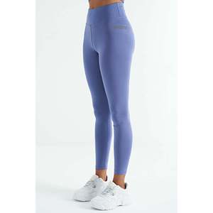 Leggings Femme Tommylife en Tissu Scuba à Taille Haute, Coupe Slim, avec Logo Violet Imprimé - 94627 - NOIR - Product Image 4