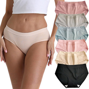 กางเกงในผ้าฝ้ายออร์แกนิคผสมใยไผ่สำหรับผู้หญิง สีสันสดใส ซึมซับได้ดี ป้องกันการรั่วซึมสำหรับช่วงมีประจำเดือน ทรงเอวสูง ใช้ซ้ำได้ - Product Image 6