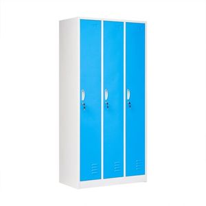 <span class=keywords><strong>Armadietto</strong></span> in Acciaio <span class=keywords><strong>a</strong></span> 3 Ante, Armadio con Serratura per Dormitorio del Personale, <span class=keywords><strong>Armadietto</strong></span> Metallico per Spogliatoio con Asta Appendiabiti - Product Image 3