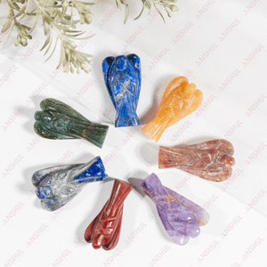 Ensemble de figurines d'anges en pierres précieuses naturelles 7 chakras, sculptées de 2 pouces, 7 couleurs, pour la guérison, la décoration intérieure et la méditation, prix de gros - Product Image 5
