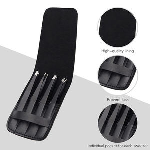 Pinzas de pestañas de acero inoxidable con puntas rectas curvas y puntiagudas Juegos de pinzas de alta calidad - Product Image 2