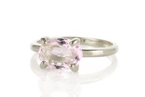 Delicado Natural rosa cuarzo facetado piedra preciosa pura Plata de Ley 925 anillos de forma ovalada joyería fina pequeños anillos de Piedra Rosa - Product Image 6