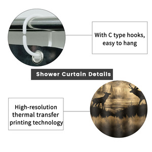 Custom Printed Waterproof <b>Shower</b> <b>Shower</b> Curtain for Bathroom Waterproof Polyester with <b>Hooks</b> - Product Image 2