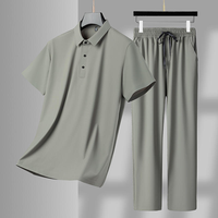 Setelan Pakaian Pria Musim Panas Grosir Dua Potong Kaos Polo dan Celana Setelan Olahraga Celana Pendek Lari & Jogger Kemeja Kancing Pria