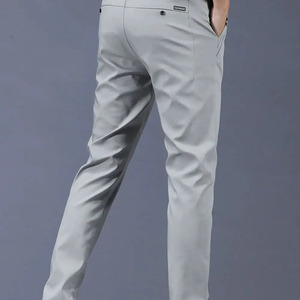 2023 primavera estate pantaloni da uomo stile coreano classici pantaloni Casual Slim Fit elasticizzati in vita metà anteriore tessuto nero <span class=keywords><strong>grigio</strong></span> - Product Image 2