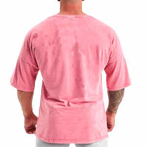 Fourniture directe d'usine personnalisée 100% coton Vintage hommes T-Shirt à manches courtes lavé à l'acide surdimensionné Double couche hommes t-shirts - Product Image 2