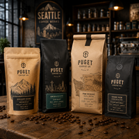 AT PACK USA en Stock, Paquete de 10 Bolsas para Granos de Café de 8oz/12oz/16oz, Personalizables, con Válvula de Desgasificación, Material MOPP/VMPET/PE, Muestras Gratis
