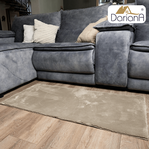 Tapis rectangulaire moderne DarianA Furr en fourrure douce et dense, écologique, lavable en machine, couleur unie, antidérapant, en polyester - Product Image 2