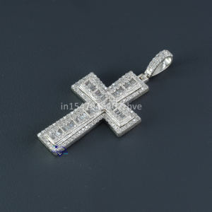 นักออกแบบล่าสุดจี้ฮิปฮอปทองคําขาว 14 kt แสดงห้องปฏิบัติการที่เติบโตรอบเพชรตัดสดใสและบาแกตต์ในความใสของ vvs - Product Image 5