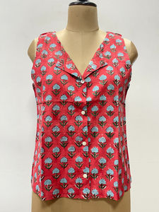 Camisetas sin Mangas de Algodón con Estampado Floral Ecológicas para Mujer, Estilo Japonés, Ligeras, con Botones Delanteros, Casuales para el Día a Día - Product Image 4