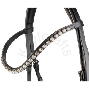 Bride de dressage plate Florenz noire avec muserolle Comfort XS et pierres Crystal Swarovski Rivoli - Product Image 2