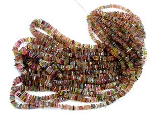 Cuentas de piedras preciosas en forma de Heishi multiturmalina lisas naturales 3X5MM, cuentas de piedra sueltas de 18 pulgadas para la fabricación de joyas - Product Image 1