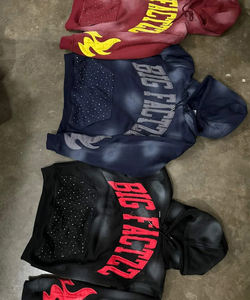 ชุดเซ็ตแทรคสูทสตรีทแวร์ผู้ชายสำหรับฤดูหนาว ผ้าฟลีซคุณภาพสูง ปักลายแบบ Heavy Weight Distress พร้อมกางเกงขายาวและเสื้อฮู้ด แห้งเร็ว - Product Image 5