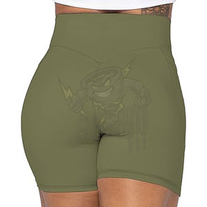 ชุดเลกกิ้งเล่นโยคะของผู้หญิงกางเกงขาสั้นสีพื้นแห้งเร็วออกแบบโลโก้ได้ตามต้องการ - Product Image 4