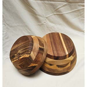 ชามสลัดไม้กระถินขนาดใหญ่ งานฝีมือช่างช่าง ทำจากไม้กระถิน ปลอดภัยสำหรับอาหาร ชามไม้ทรงกลมสำหรับเสิร์ฟอาหาร ผลไม้ สลัด พาสต้า จากเวียดนาม - Product Image 5