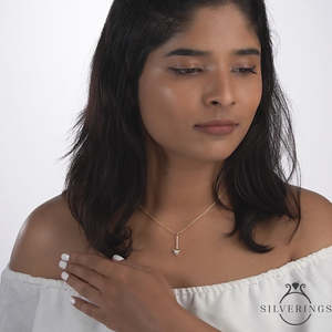 Collier en argent sterling 925 avec zircon doré, motif en forme de flèche, pour cadeau - Product Image 2
