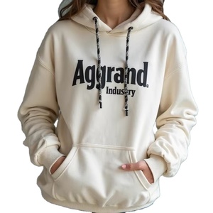 เสื้อฮู้ดผ้าฝ้าย100% โอเวอร์ไซส์สำหรับผู้หญิงเสื้อฮู้ดไหล่ตกดีไซน์แบบกำหนดเอง - Product Image 3