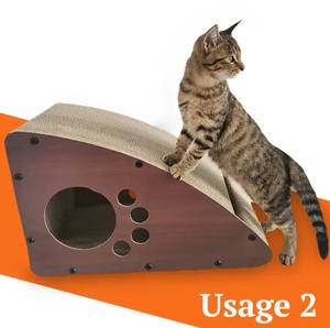 Rascador para gatos con forma de triángulo duradero con árbol y rascador para gatos de cartón corrugado - Product Image 4